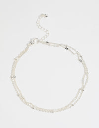 Silver Layered Chain Bracelet - link has visual effect only