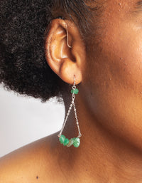 Silver Fan Drop Earrings with Green Fluorite - link has visual effect only