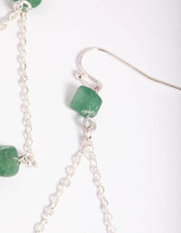 Silver Fan Drop Earrings with Green Fluorite - link has visual effect only