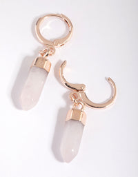 Rose Quartz Shard Huggie Hoop Earrings - link has visual effect only