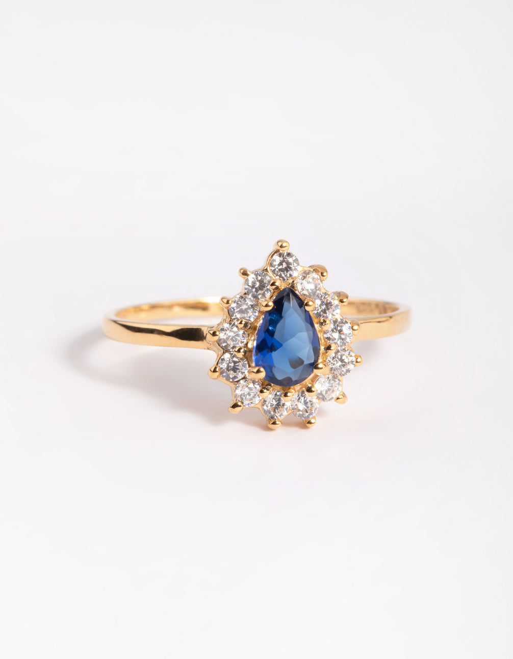 Gold Plated Sterling Silver Halo Pear Ring
