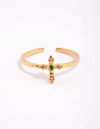 Gold Plated Sterling Silver Cross Ring - link has visual effect only