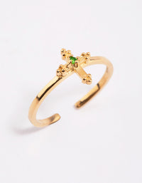 Gold Plated Sterling Silver Cross Ring - link has visual effect only