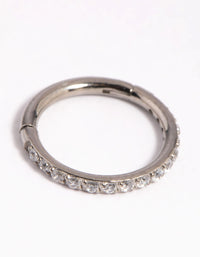 Titanium Cubic Zirconia Pave Clicker Ring - link has visual effect only