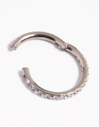 Titanium Cubic Zirconia Pave Clicker Ring - link has visual effect only