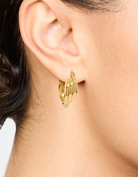 Waterproof Gold Plated Stainless Steel Hoop Earrings - link has visual effect only