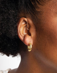 Waterproof Gold Plated Stainless Steel Hoop Earrings - link has visual effect only