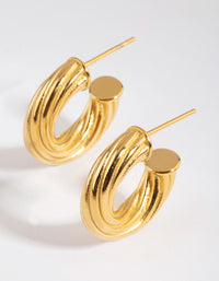 Waterproof Gold Plated Stainless Steel Hoop Earrings - link has visual effect only