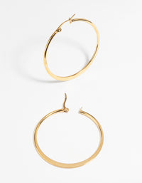 Gold Plated Stainless Steel Thin Hoop Earrings - link has visual effect only