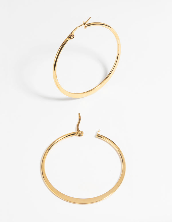 Waterproof Gold Plated Stainless Steel Thin Hoop Earrings