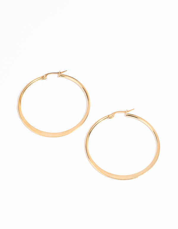 Gold Plated Stainless Steel Thin Hoop Earrings