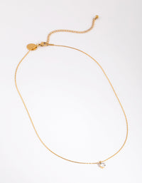Waterproof Gold Plated Stainless Steel Diamante Necklace - link has visual effect only