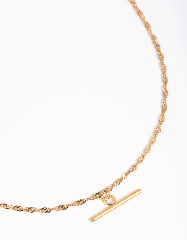 Gold Plated Stainless Steel Fob Necklace