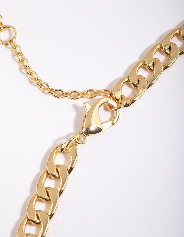 Gold Plated Curb Chain Clasp Necklace