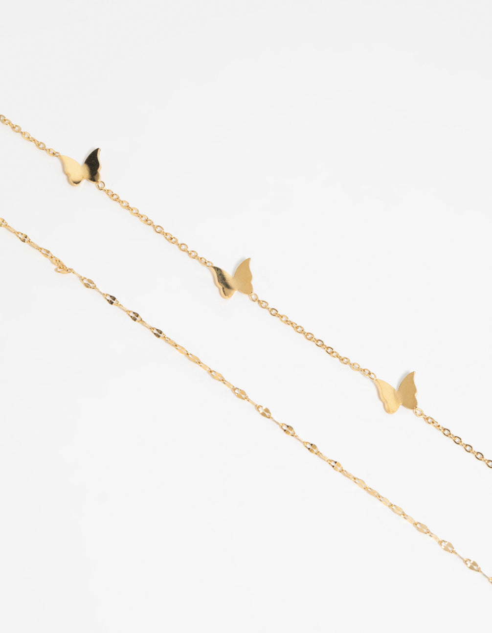Waterproof Gold Plated Stainless Steel Butterfly Chain Bracelet Set