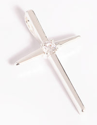 Silver Plated Cross Charm with Cubic Zirconia - link has visual effect only
