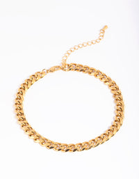 Waterproof Gold Plated Stainless Steel Curb Chain Anklet - link has visual effect only