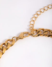 Waterproof Gold Plated Stainless Steel Curb Chain Anklet - link has visual effect only
