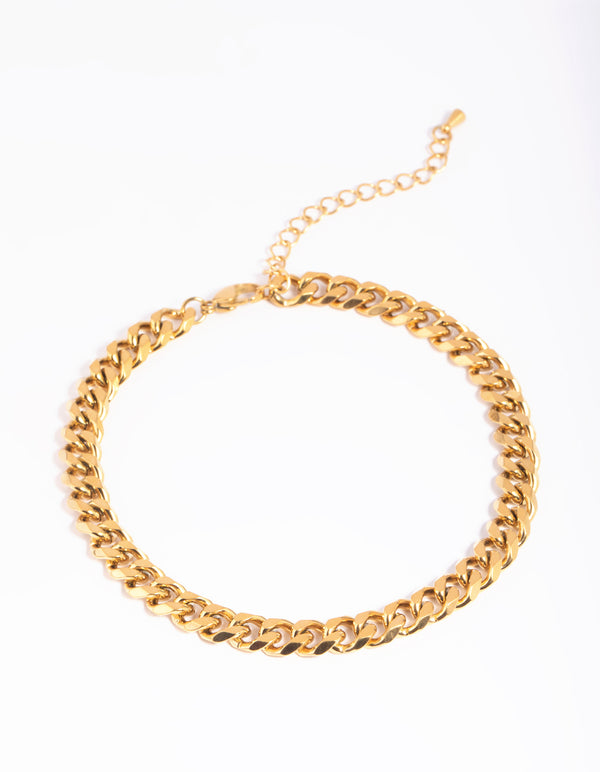 Waterproof Gold Plated Stainless Steel Curb Chain Anklet