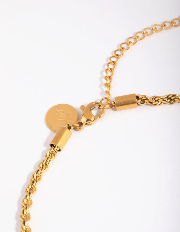Waterproof Gold Plated Stainless Steel Twisted Chain Anklet