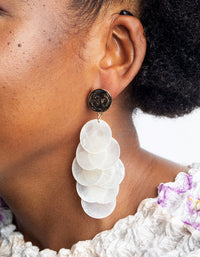 White Genuine Shell  Cascading Drop Earrings - link has visual effect only