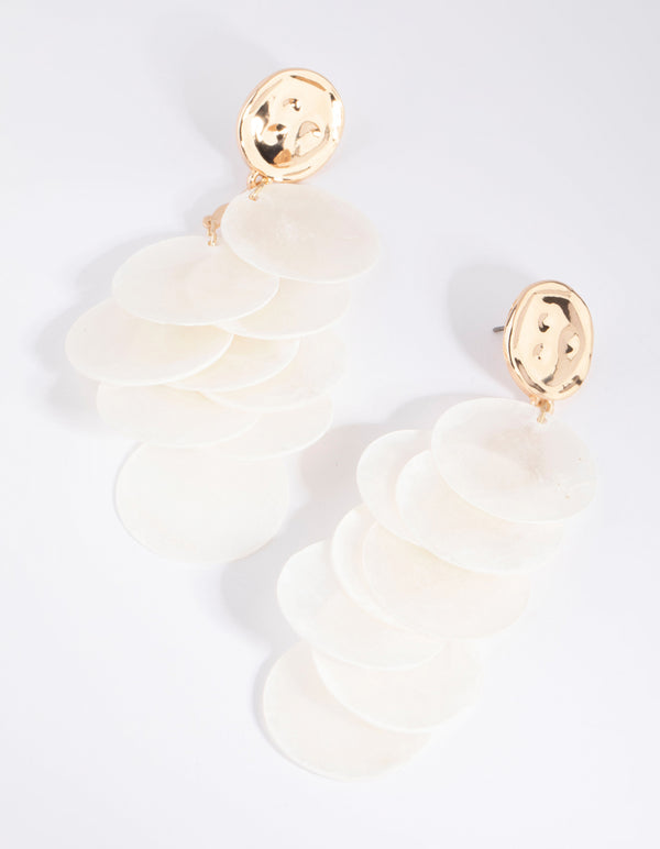 White Genuine Shell  Cascading Drop Earrings