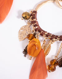 Brown Bead & Feather Drop Earrings - link has visual effect only