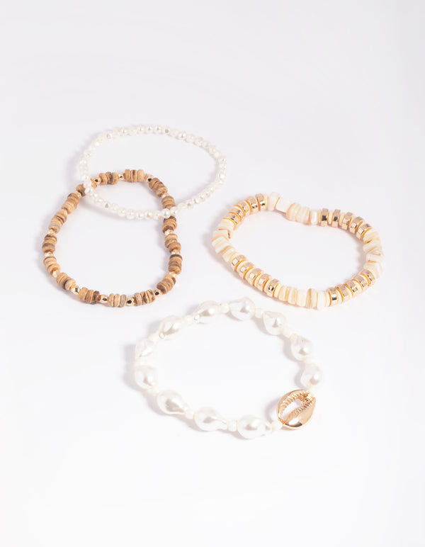 Pearl Stretch Bracelet 4-Pack