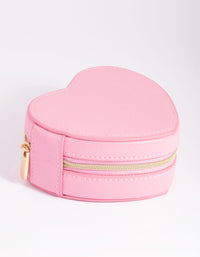 Pink Faux Leather Heart Travel Jewellery Box - link has visual effect only