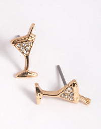 Gold Diamante Martini Stud Earrings - link has visual effect only