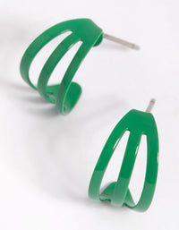 Matte Green Huggie Hoop Earrings - link has visual effect only