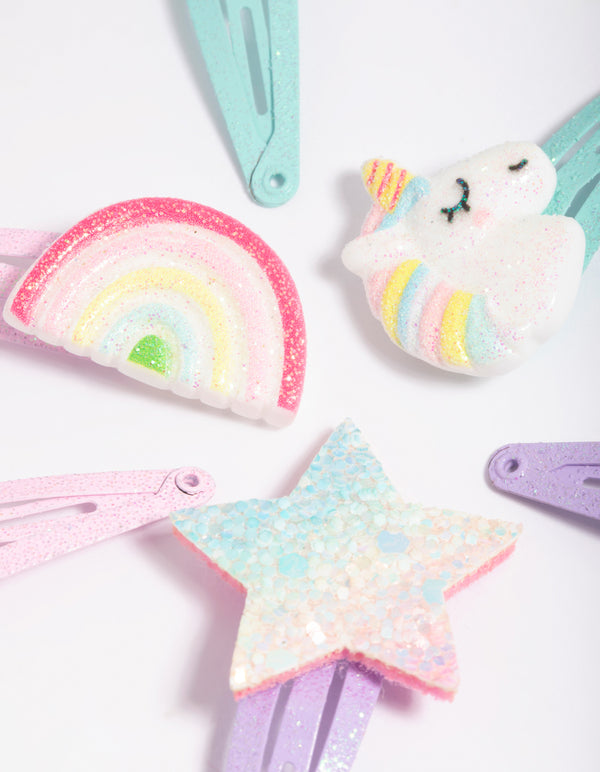 Kids Rainbow Unicorn Snap Clips
