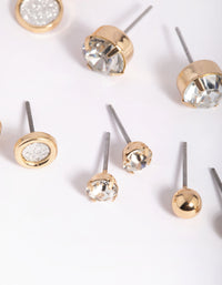 Gold Glitter & Pearl Stud Earring 8-Pack - link has visual effect only