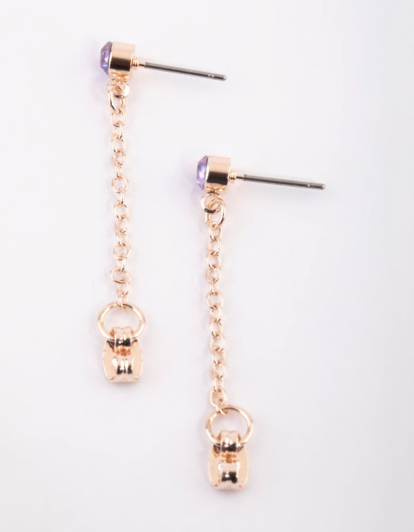 Purple Diamante Jacket Earrings