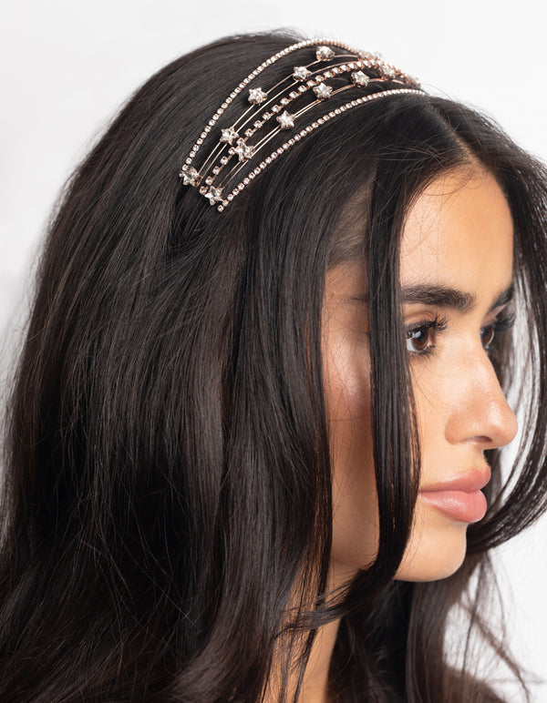 Rose Gold Diamante Star Headband
