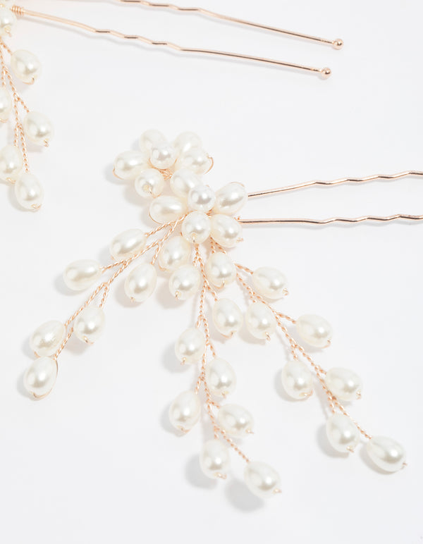 Rose Gold Pearl Pin Pack