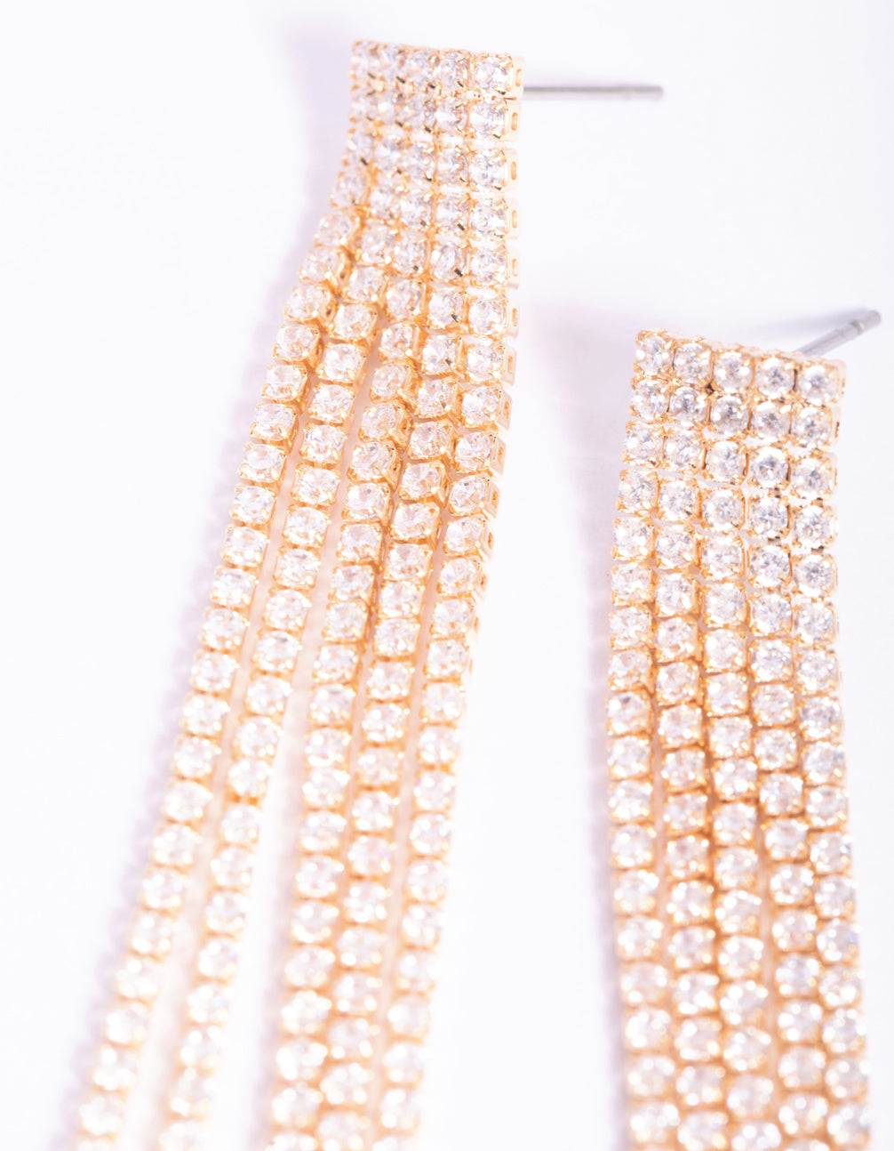 Gold Cubic Zirconia Fringe Drop Earrings