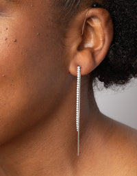 Silver Cubic Zirconia Chain Drop Earrings - link has visual effect only