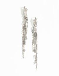 Rhodium Cubic Zirconia Twisted Drop Earrings - link has visual effect only