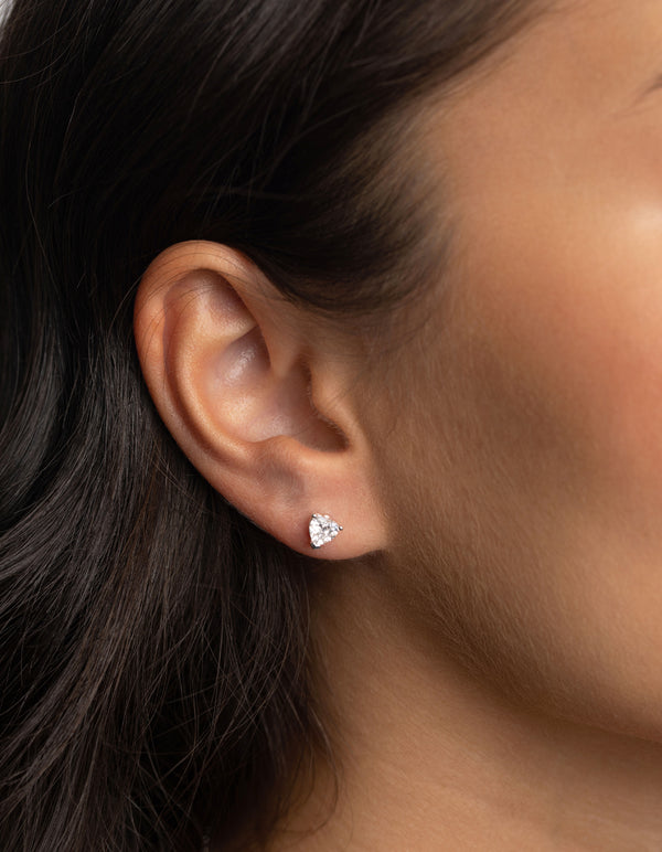 Silver Cubic Zirconia Heart Necklace & Earrings Set