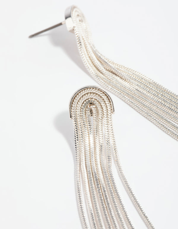 Silver Waterfall Diamante Drop Earrings