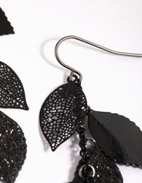 Matte Black Glitter Leaf Drop Earrings - link has visual effect only