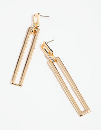 Gold Diamante Rectangular Drop Earrings - link has visual effect only