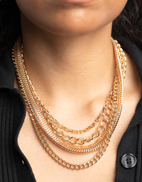 Gold Mixed Chain Layered Necklace - link has visual effect only