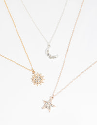 Mixed Metal Diamante Sky Necklace Pack - link has visual effect only