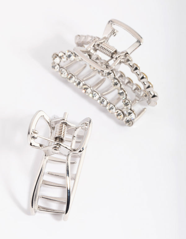 Silver Diamante Claw Set