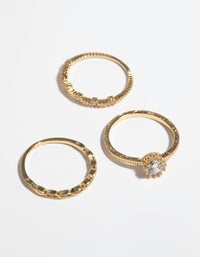 Gold Plated Cubic Zirconia Engaement Ring Stack - link has visual effect only