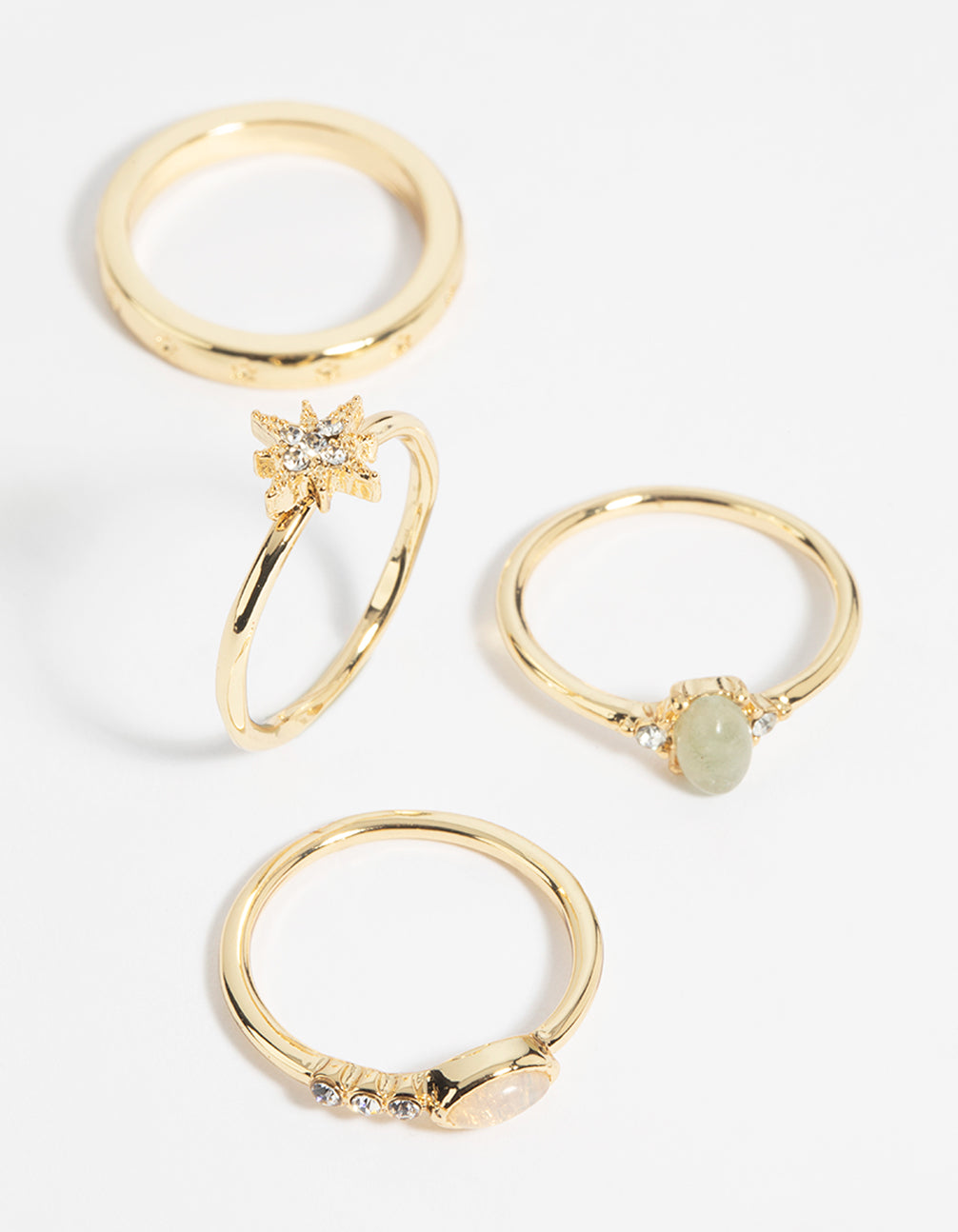 Gold Plated Semi-Precious Stone Ring Pack