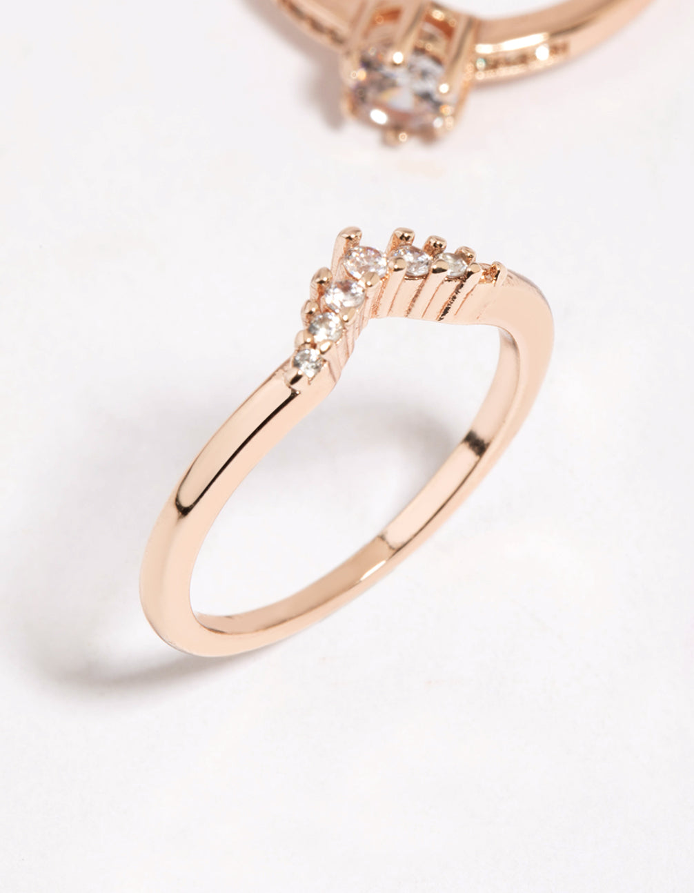 Rose Gold Plated Cubic Zirconia Engagement Style Ring Set