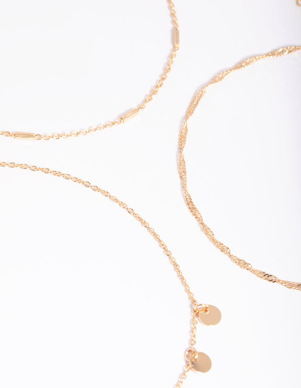 Gold Disc & Chain Anklet Pack